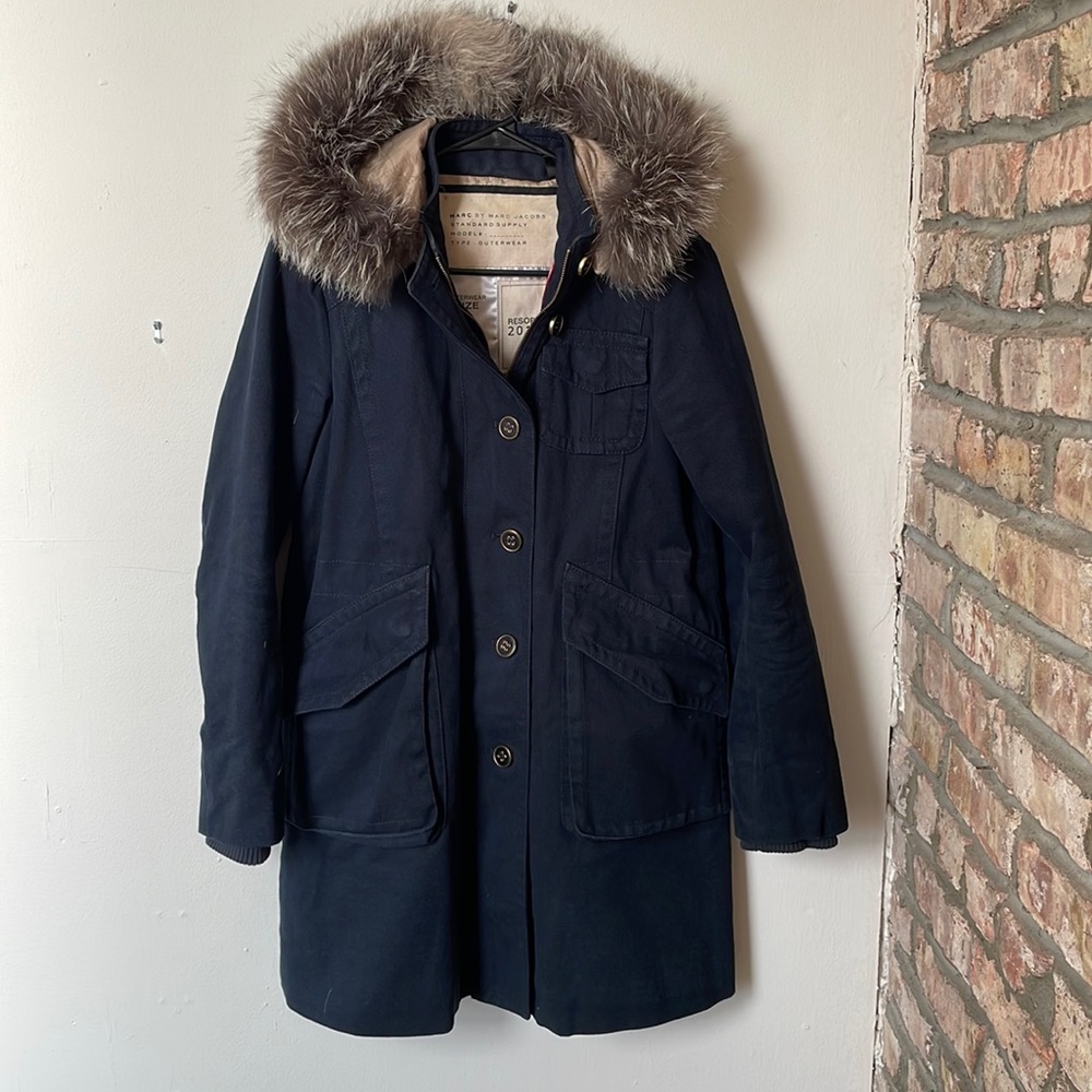 Marc by Marc Jacobs hooded parka with fur trim
